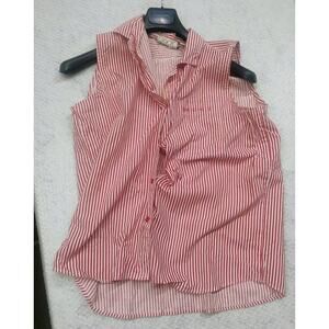 Vintage TKR BASICS Red White Striped Candy Cane Barber Shop Vest Size L 1990s